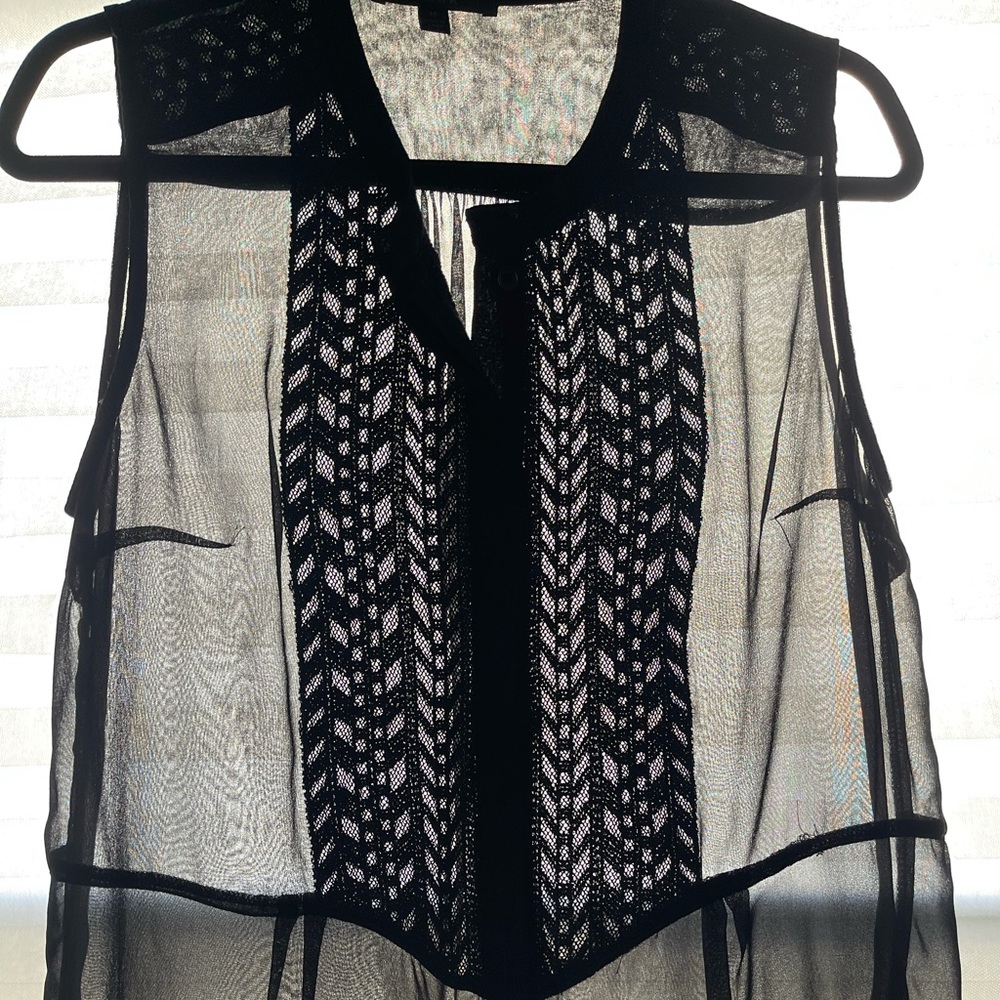 Aryn K black sheer top